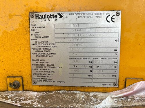 nacelle &agrave; m&acirc;t vertical Haulotte STAR 10 E004838