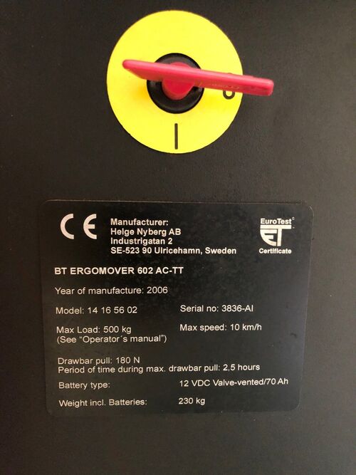 tracteur de remorquage BT ERGOMOVER 602 AC-TT 220