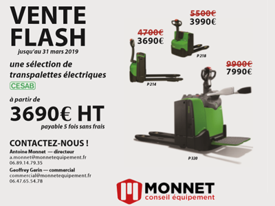 Vente flash sur les transpalettes